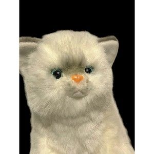 Aurora Flopsies Persian Cat Plush White Blue Eyes Tags 12”  Realistic